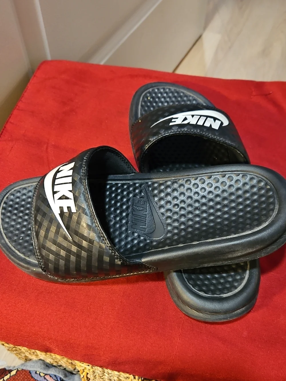 Nike Black Women's Slide Sandals with White Logo